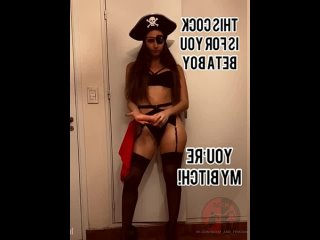 halloween is here and this pirate will train your ass with her cock are you afraid, sissy, whore? bdsm and femdom